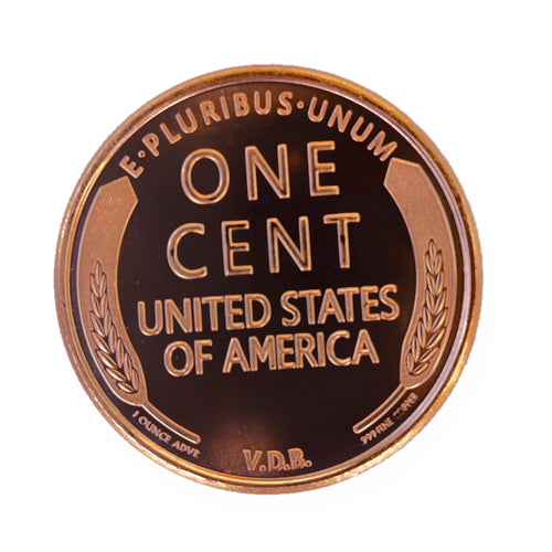 1 oz Copper Round - 1909 S VDB Lincoln Wheat Cent