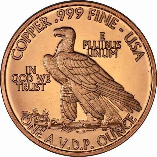1 oz Copper Round - 1907 Indian