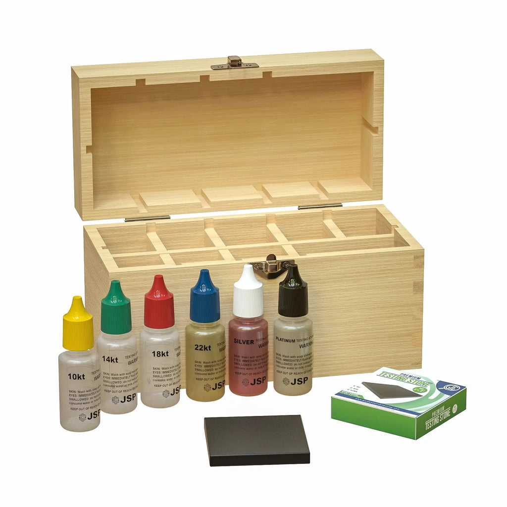 Professional Gold, Silver, Platinum Jewelry Testing Kit with Stone Instructions and Box