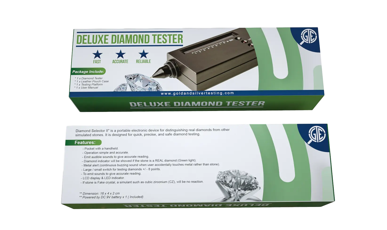 GTE Deluxe Diamond & Gemstone Analyzer Tester for Moissanites Stones Lab-created Simulants with Gauge