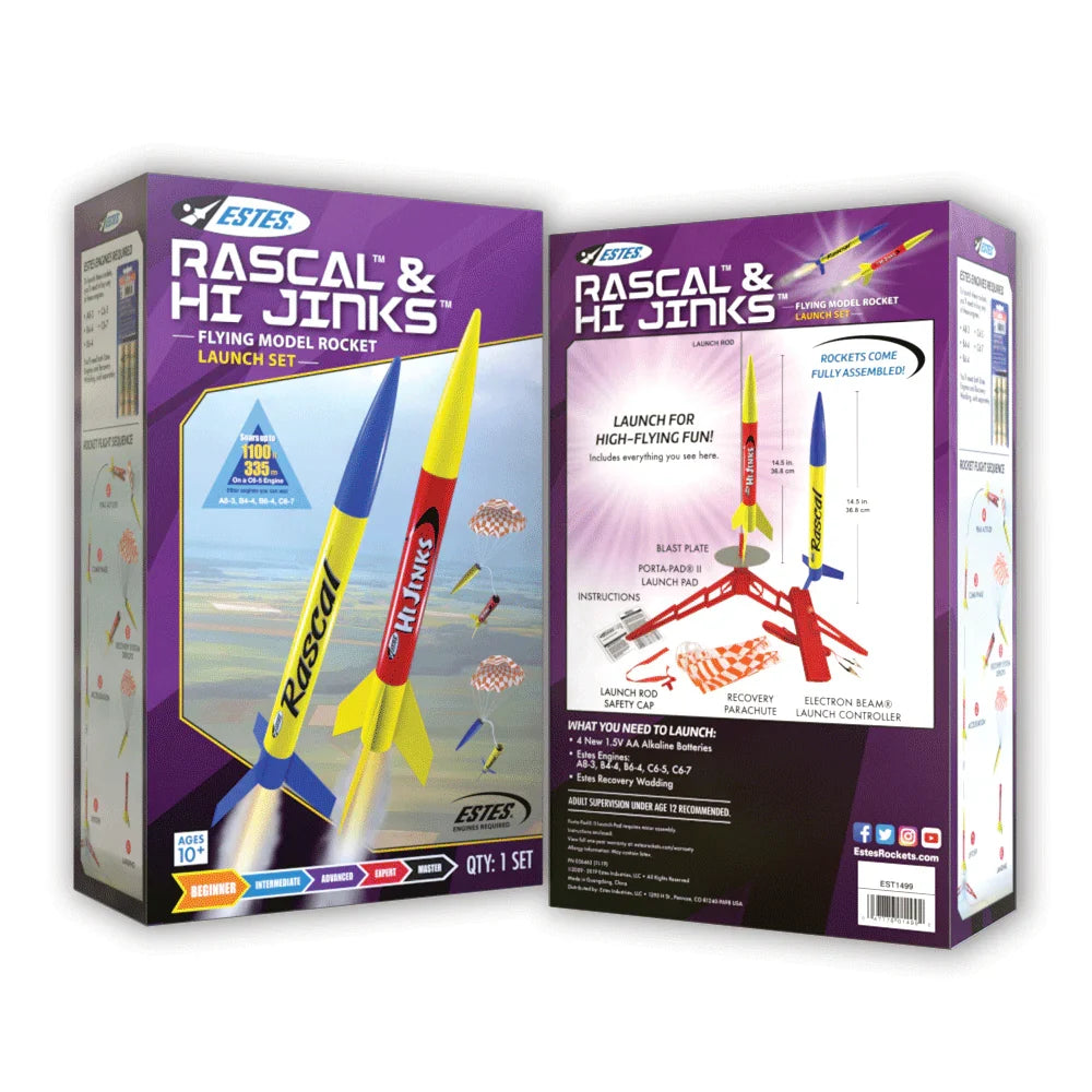 Rascal™ & HiJinks™ Launch Set - Rocket-Building Kit, Beginner Flying-Rocket-Model Kit for Ages 10+