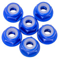 7075 Aluminum Flanged Locknuts M3, Dark Blue, 6pcs