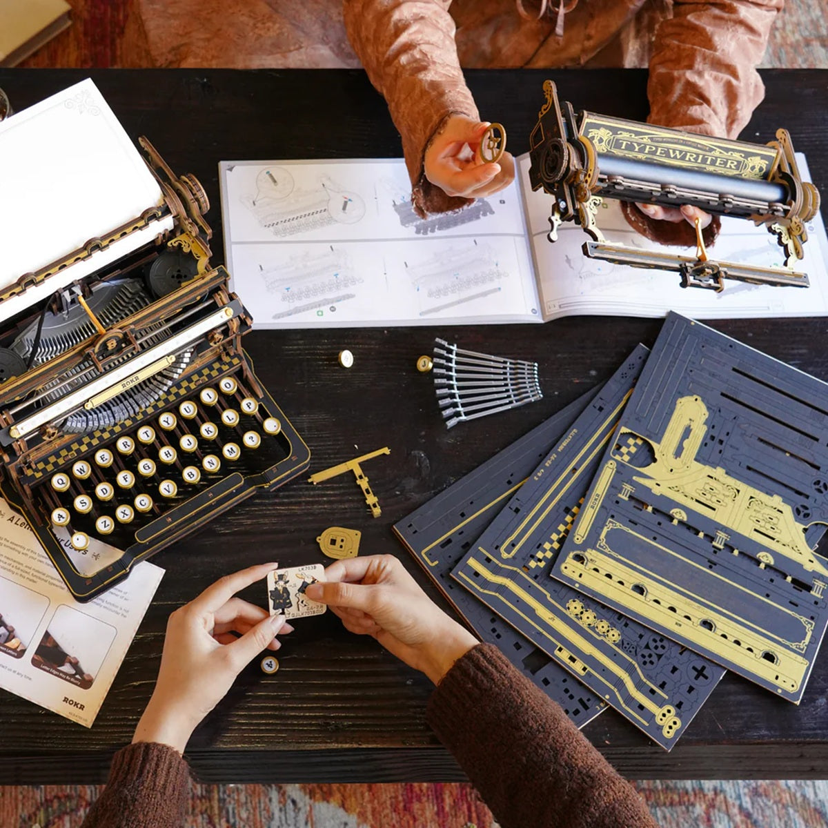 ROKR Mechanical Typewriter Wooden 3D Puzzle LK703B (Classic Version)