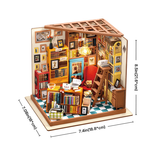 Rolife Sam's Study Library DIY Miniature House Kit DG102