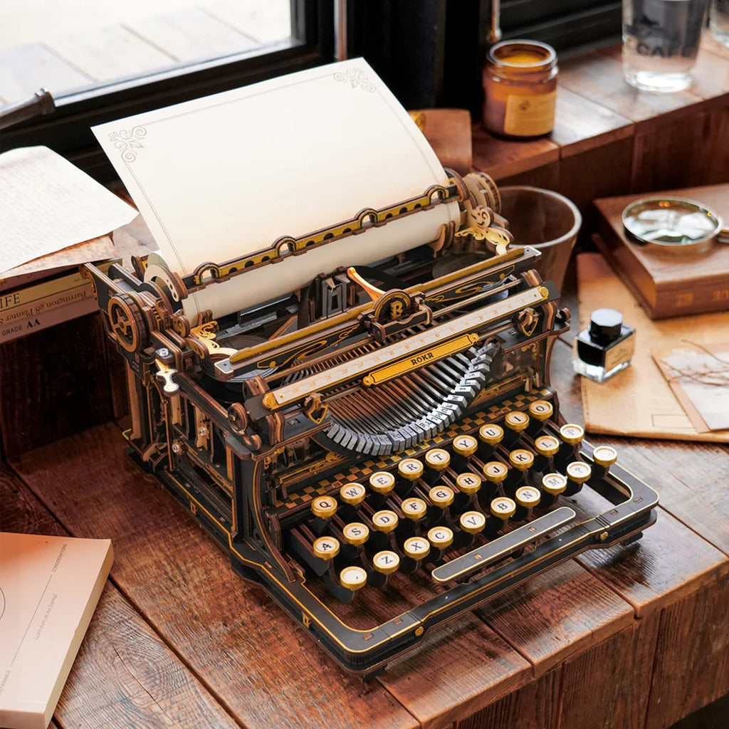 ROKR Mechanical Typewriter Wooden 3D Puzzle LK703B (Classic Version)