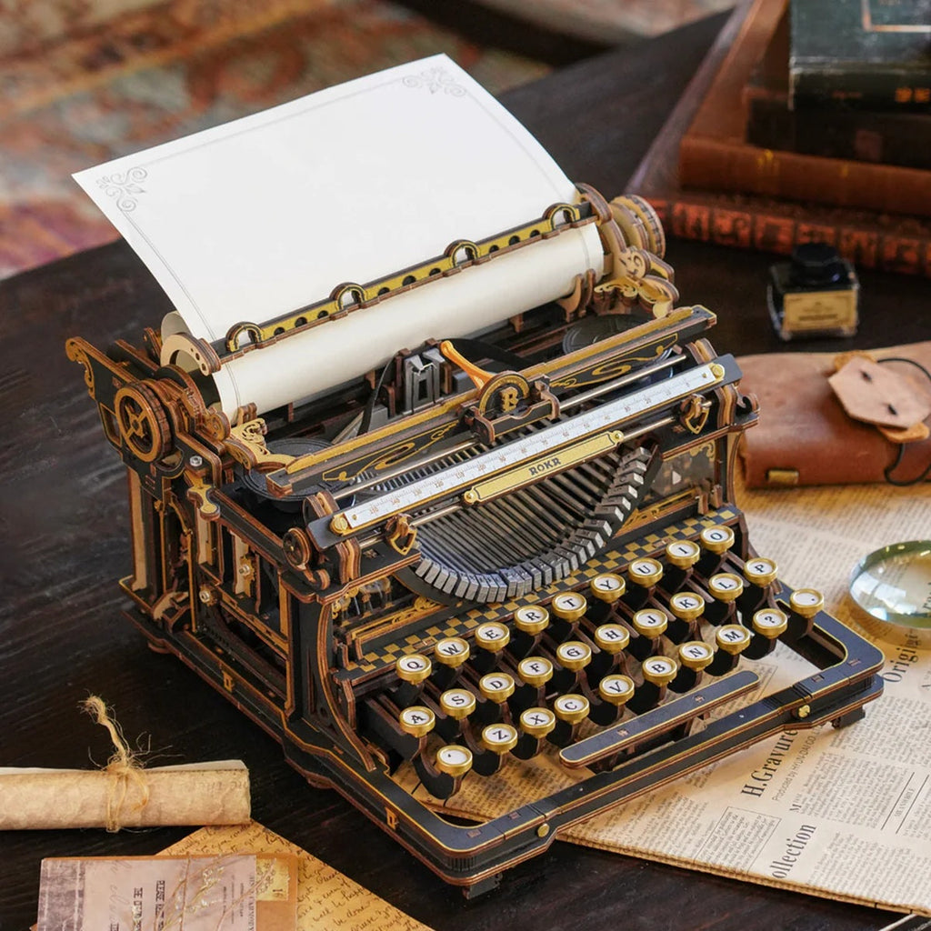 ROKR Mechanical Typewriter Wooden 3D Puzzle LK703B (Classic Version)