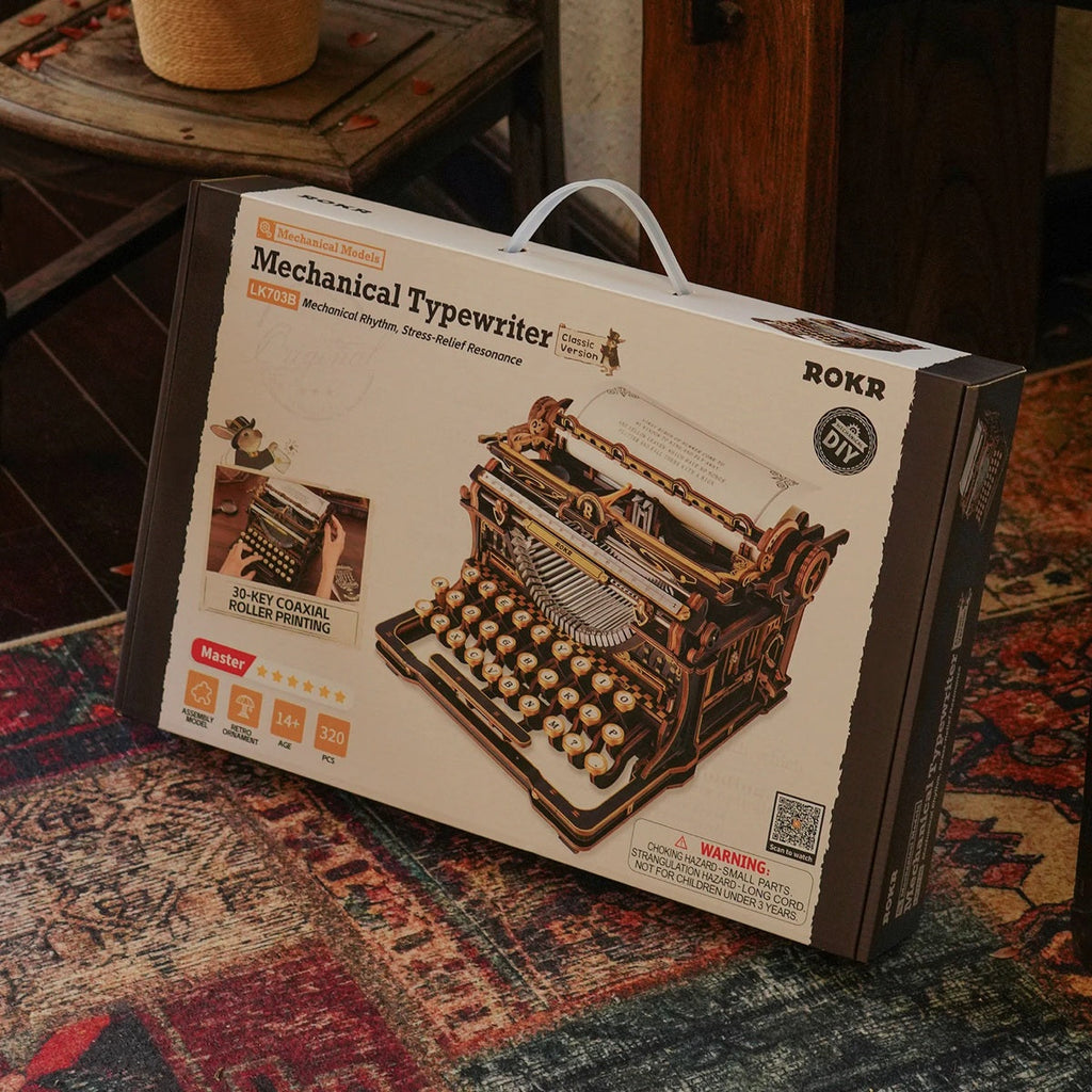 ROKR Mechanical Typewriter Wooden 3D Puzzle LK703B (Classic Version)