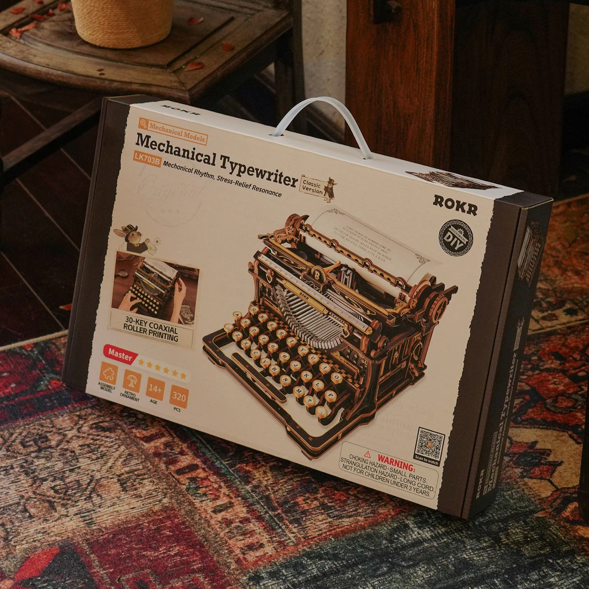 ROKR Mechanical Typewriter Wooden 3D Puzzle LK703B (Classic Version)
