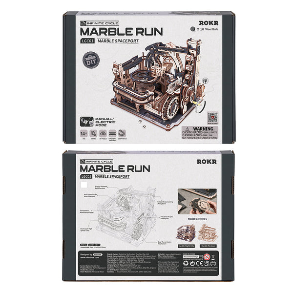 ROKR - Marble Spaceport Marble Run 3D Wooden Puzzle LGC01