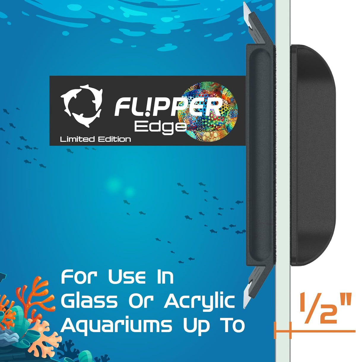 Flipper Edge Limited Edition Puffer 2 in 1 Floating Magnetic Aquarium Algae Cleaner (MAX)