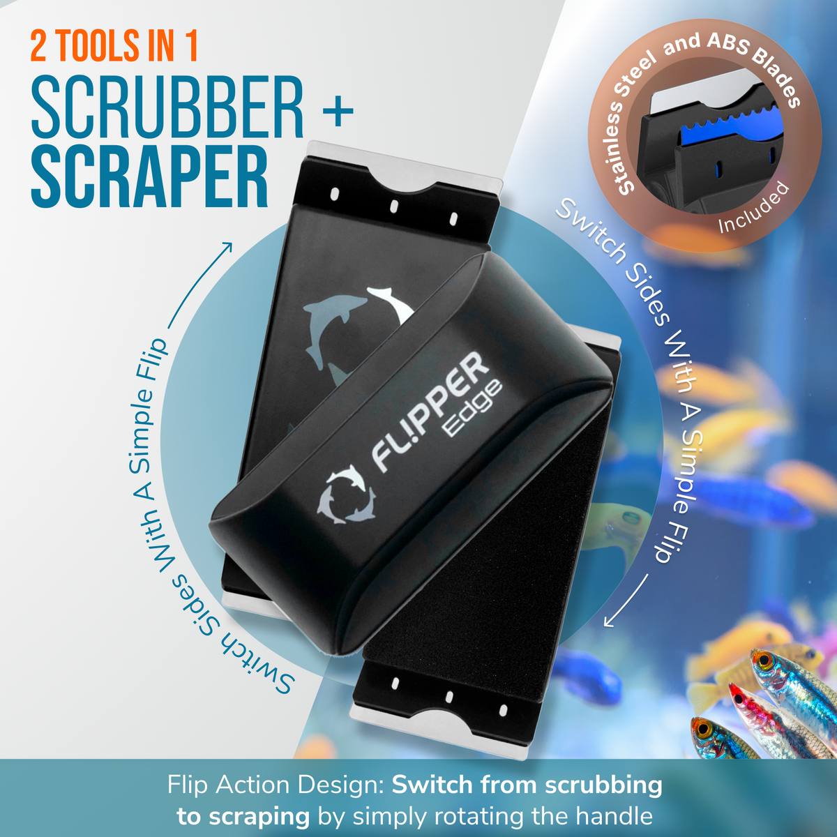 Flipper Edge 2 in 1 Floating Magnetic Aquarium Algae Cleaner (Standard)
