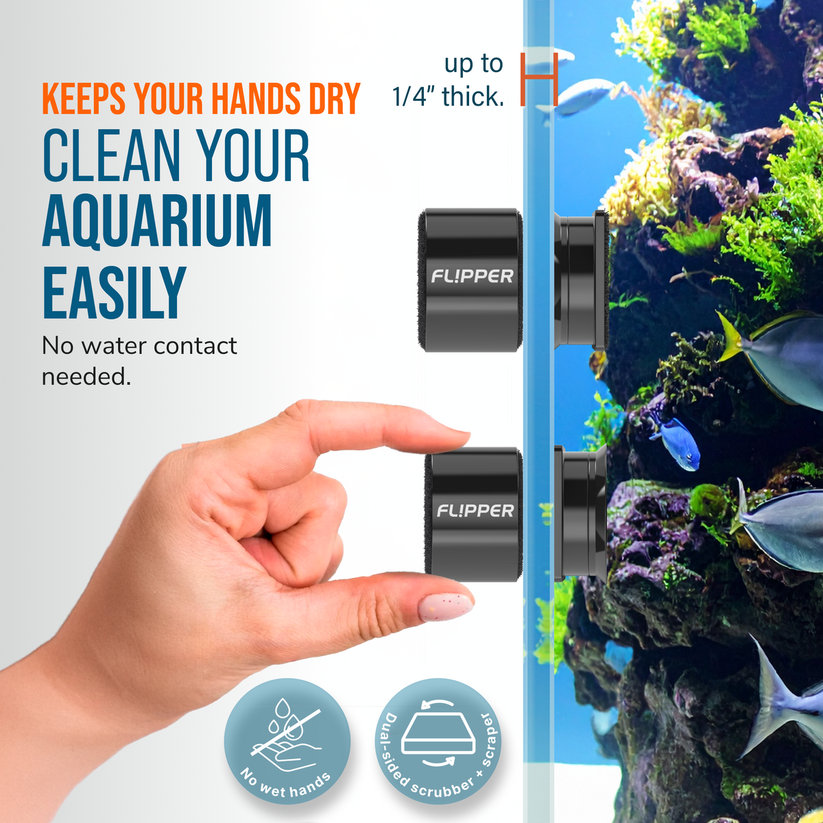 Flipper Pico Black 2-in-1 Aquarium Magnet Cleaner