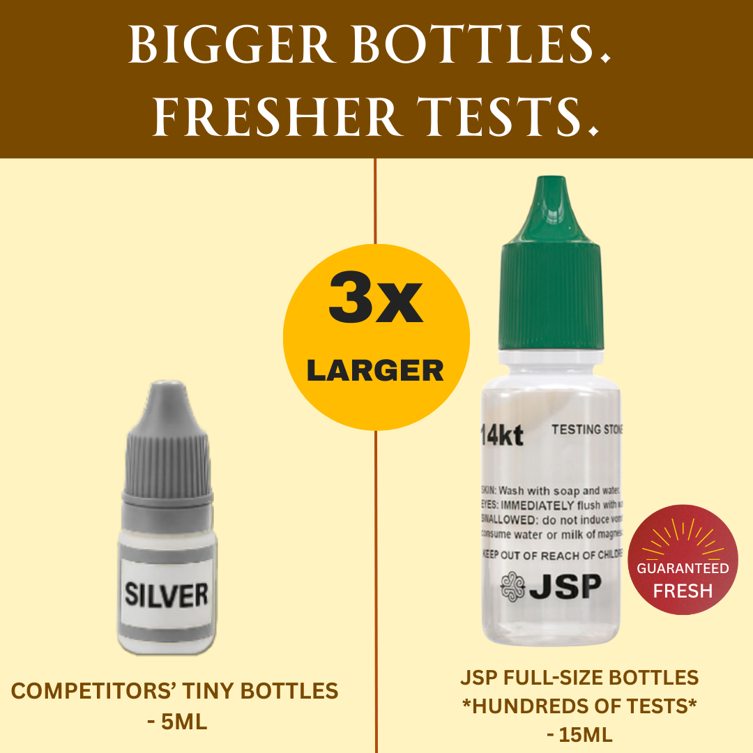 Gold Testing Kit 10K, 14K, 18K Acids, Test Needles & Stone