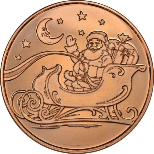 1 oz Copper Round - Santa in Sleigh