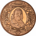 1 oz Copper Round - $100 Ben Franklin Note