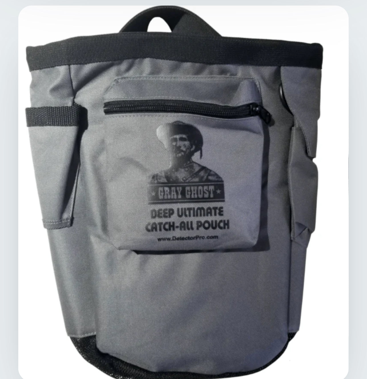 Detector Pro Gray Ghost Ultimate Deep Catch-All Finds Pouch - 14 Inch Canvas Mesh Bottom - Metal Detecting Stuff