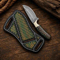 Green Pine Cone Damascus Steel Buckaroo Knife