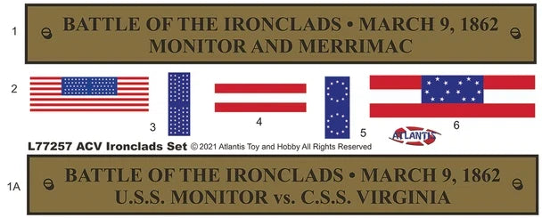 Civil War Battle of the Ironclads (March 9, 1862) - Monitor & Merrimack Diorama Set Plastic Model Kit