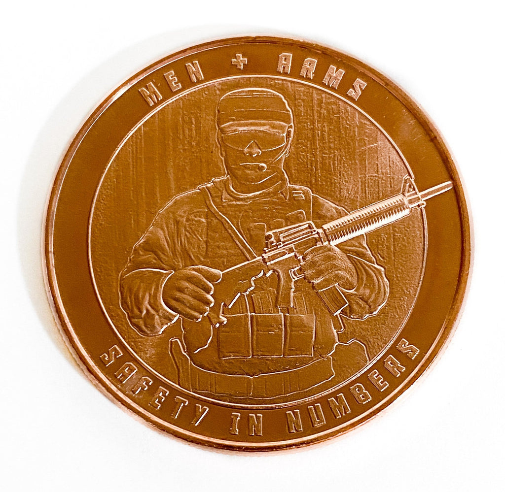 1 oz Copper Round - Men and Arms