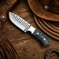 Rasp Steel Cowboy Knife with Pine Cone Handle & Leather Sheath