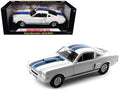 1966 Ford Mustang Shelby GT350 White with Blue Stripes 1/18 Diecast Model Car by Shelby Collectibles