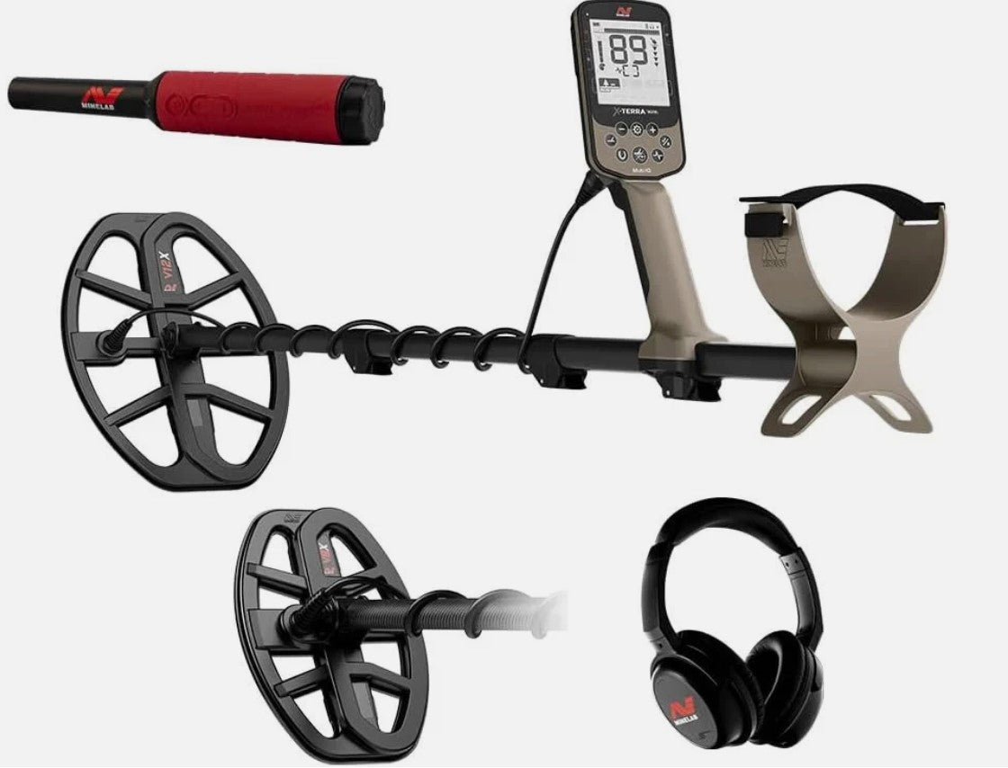 Minelab X-Terra Elite Expedition Pack with Two Coils V8X, V12X Coils + ML85 Wireless Headphones - FREE Pro-Find 40