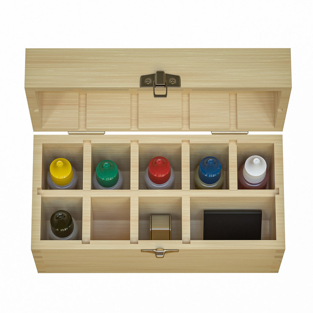 9 Slotted Large Wooden Bamboo Handcrafted Storage Box for Gold Silver Platinum Acid Jewelry Test Kit and Supplies