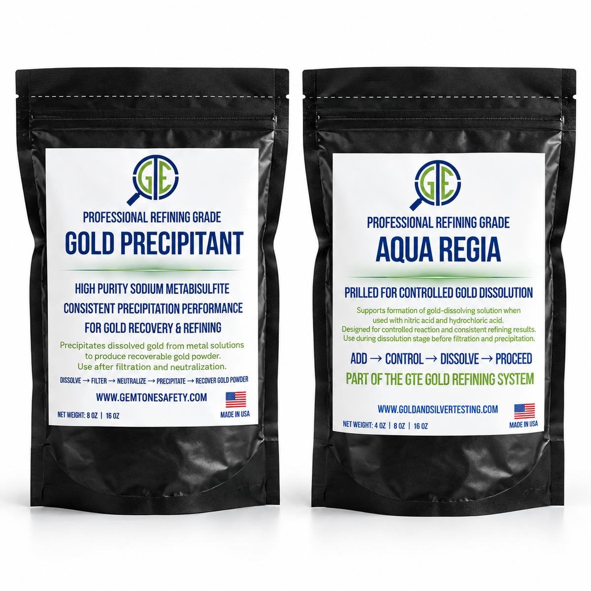 Gold Recovery Kit 1lb Sodium Metabisulfite SMB + 1lb Aqua Regia Urea Gold Scrap Refining