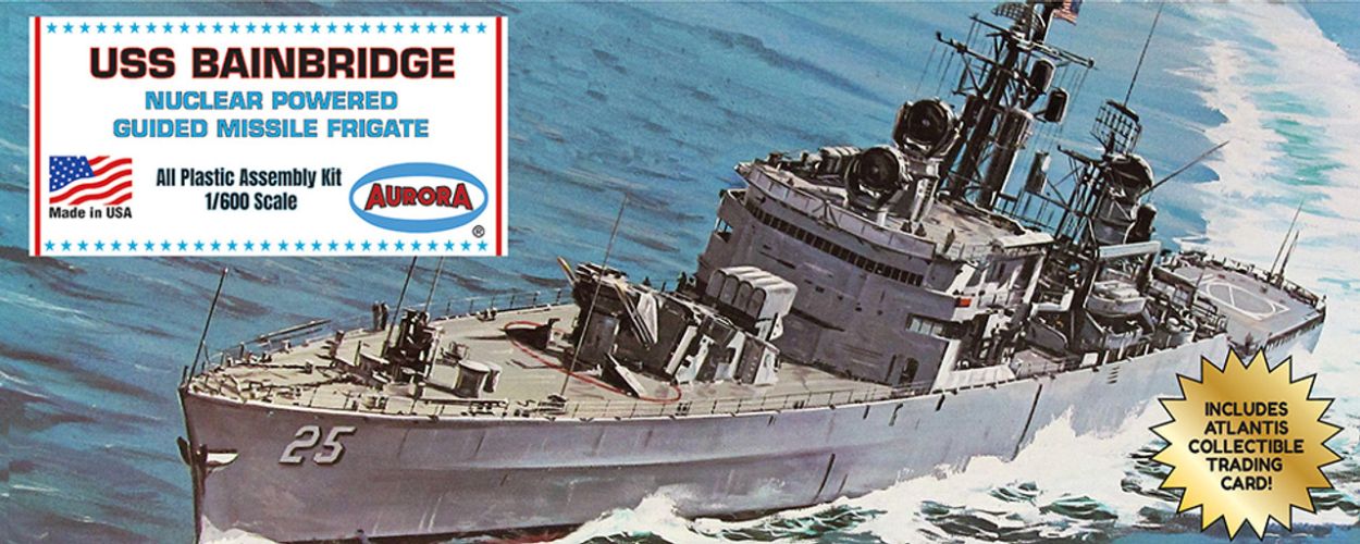 1:600 USS Bainbridge (CGN-25) Nuclear Powered Guided Missile Frigate with Trading Card