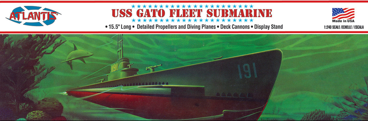 1:240 USS Gato (SSN-212) World War II Fleet Submarine Plastic Model Kit