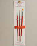 Golden Taklon Brush Set, in 3 Sizes, 1 (Flat), 0, 10/0