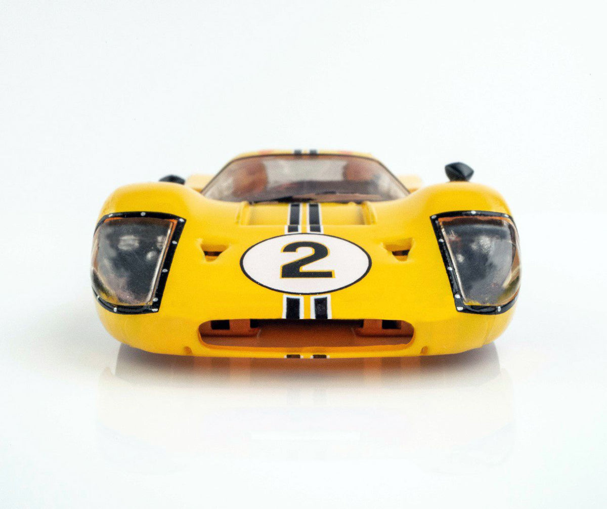 1967 Ford GT40 Mark IV #2 Lemans, Yellow, HO Scale Slot Car