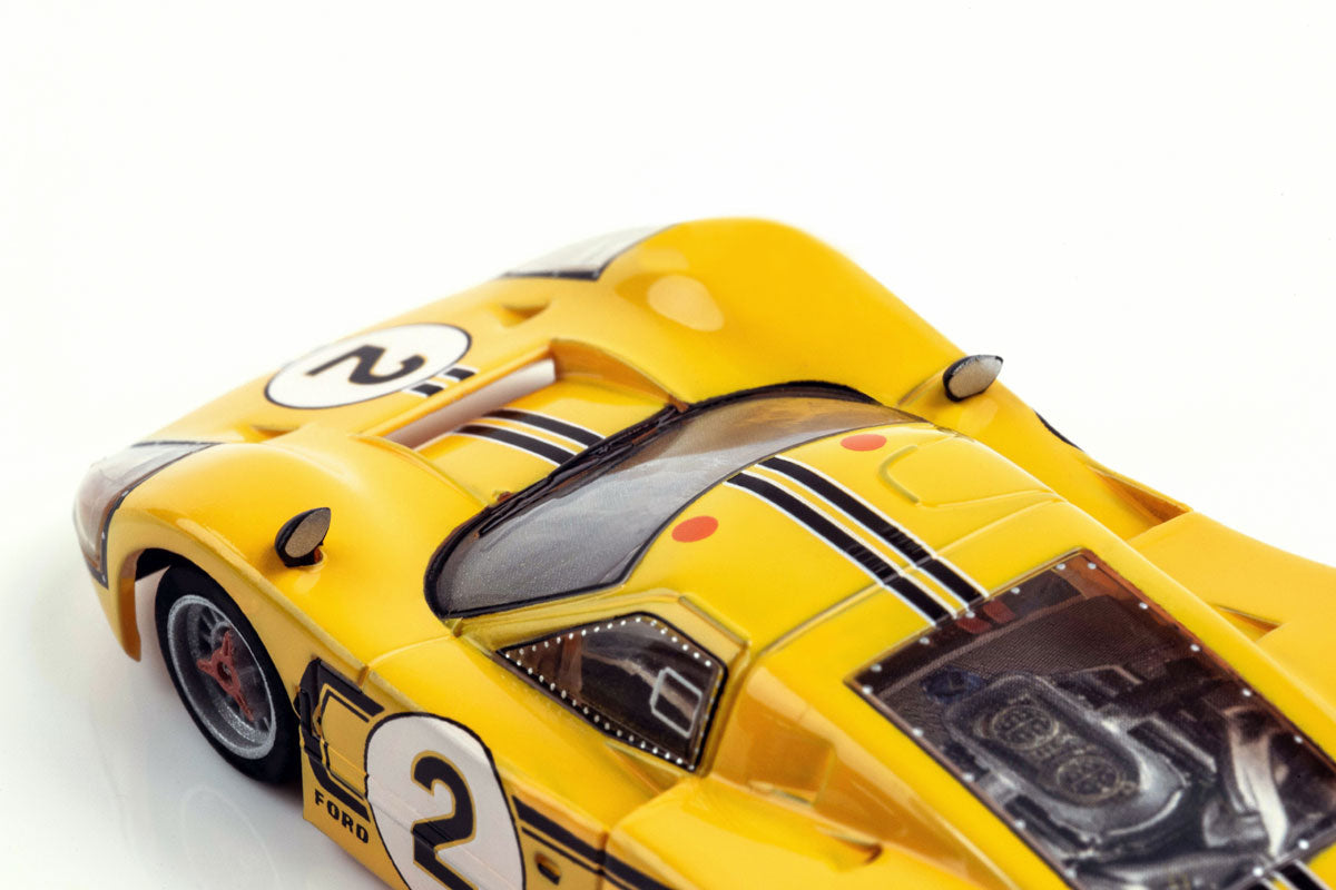 1967 Ford GT40 Mark IV #2 Lemans, Yellow, HO Scale Slot Car