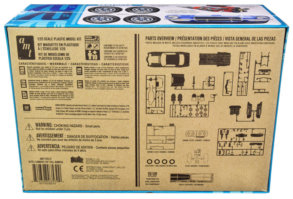 AMT - Skill 2 Model Kit 1970 1/2 Chevrolet Camaro Z28 "Full Bumper" 1/25 Scale Model