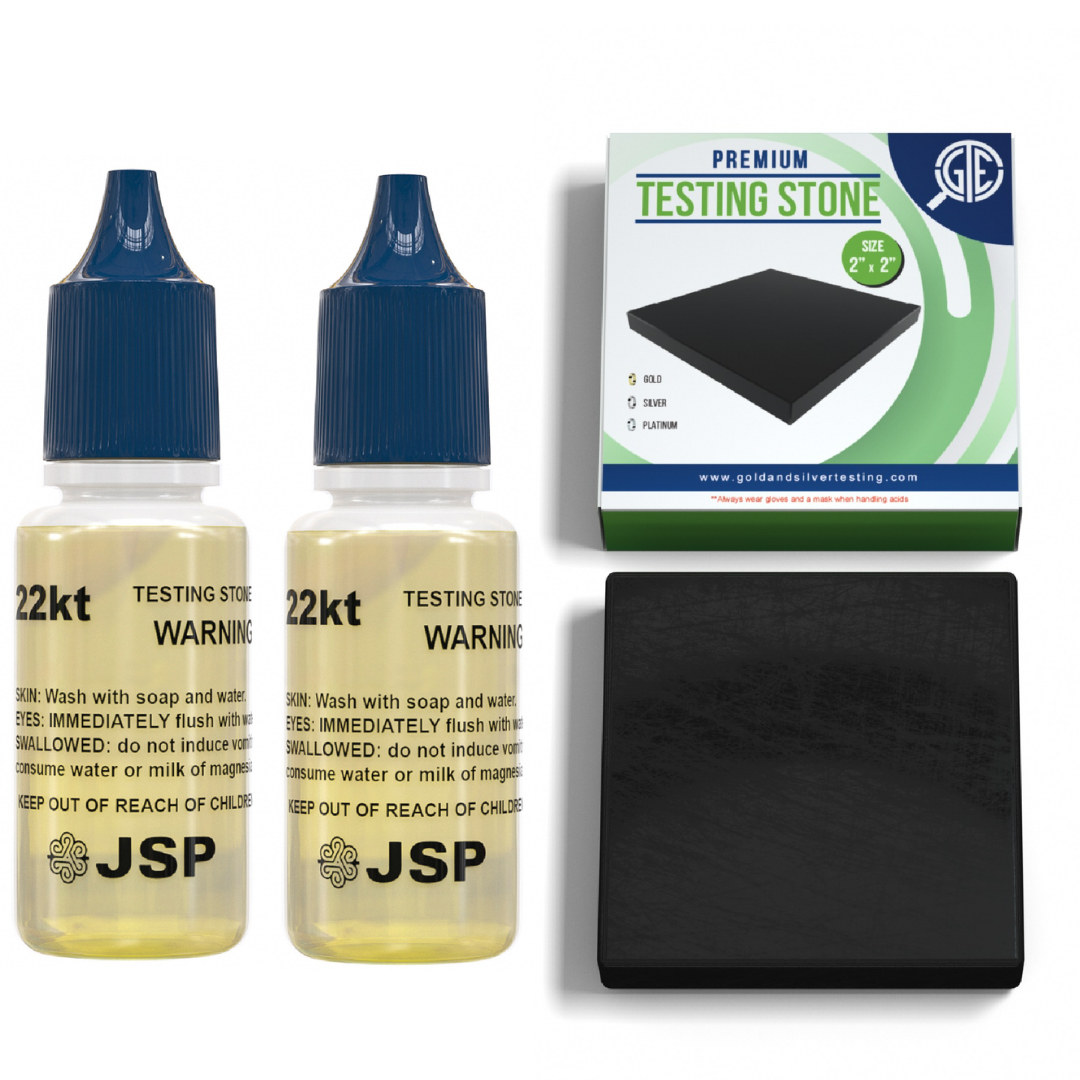 2-22k 24K Gold Jewelry Acid Test Kit for Bars Coins Precious Metals w/ GTE Test Stone