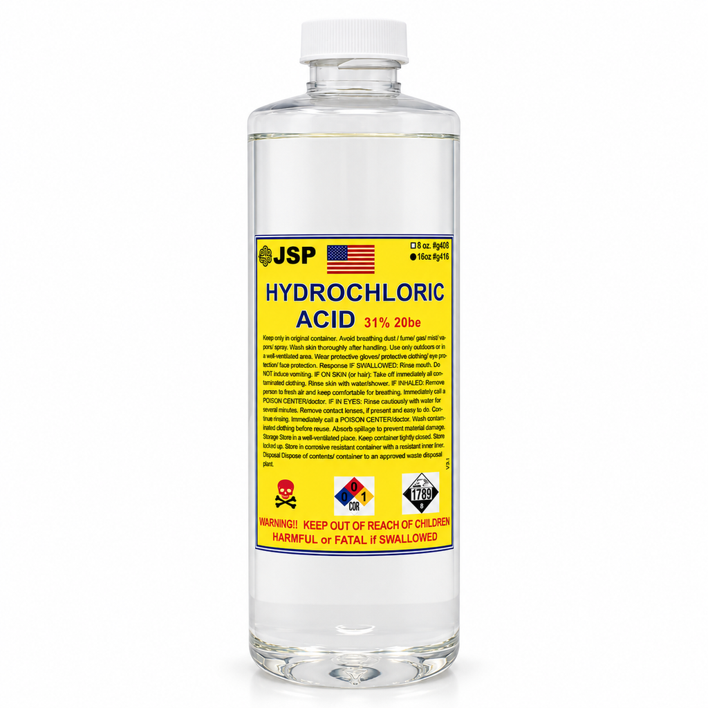 JSP Hydrochloric Acid 31% – 16 oz HCl for Gold Refining & Aqua Regia