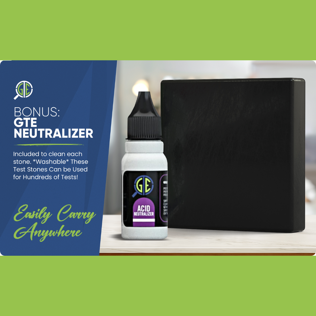 Gold Testing Kit 10K, 14K, 18K Acids, Test Needles & Stone