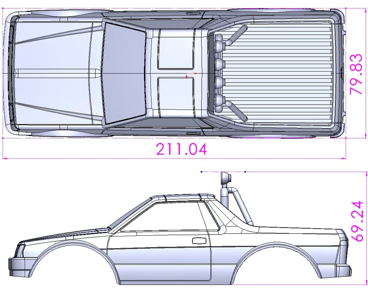 MSA-1E 2.0 Subaru Brat Painted Body Set, Black