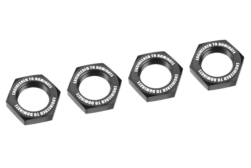 Wheel Nut - Serrated - Aluminum - Black - 4pcs