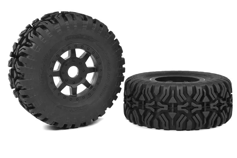 1-8 SC Tires - Mudclaws - Glued on Black SC Rims - 1 Pair