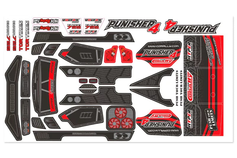 Body Decal Sheet - Punisher 4 - Pre-Cut - Color Red - 1pc