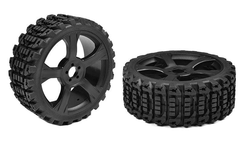 Off-Road 1/8 Buggy Tires - Xprit - Glued on Black Rims - 1 pair