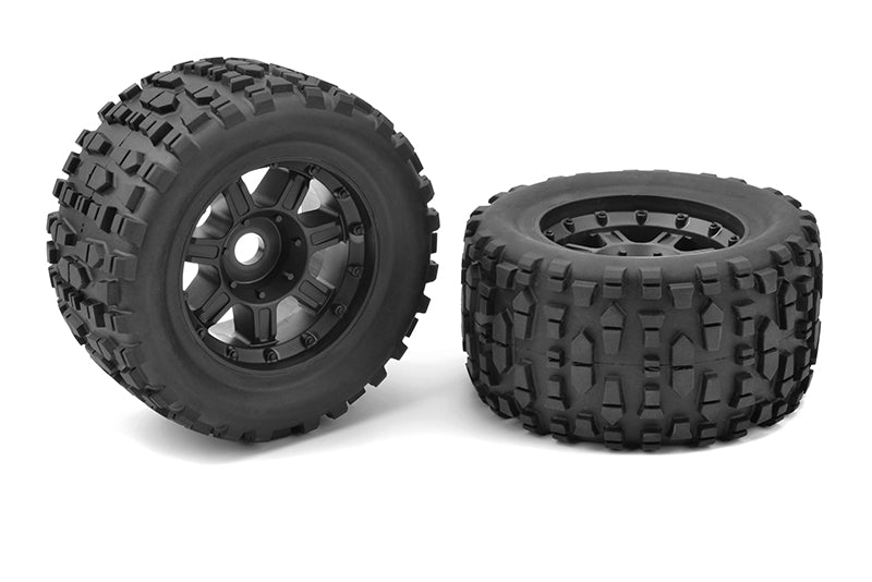 Monster Truck Tires, XL4S, Grabber, Glued on Black Rims, 1 pair for Kagama