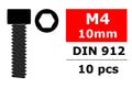 Steel Screws M4 x 10mm, Hex Socket Head, 10pcs