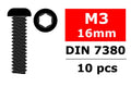 Steel Screws M3 x 16mm, Hex Button Head, 10pcs