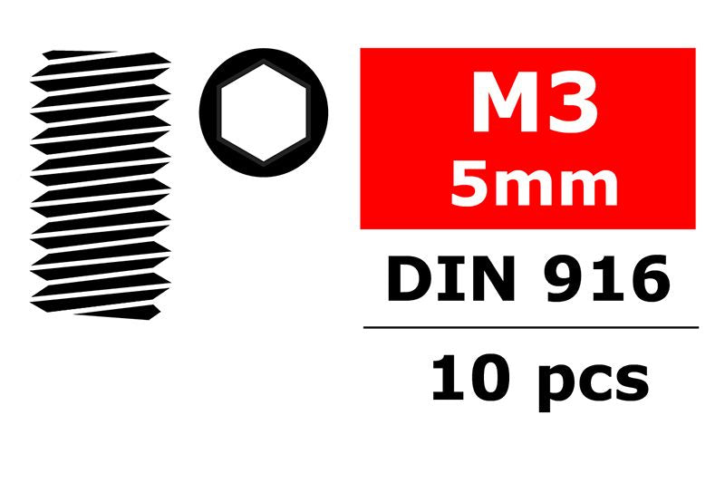 Steel Set Screws M3 x 5mm, Hex 10pcs