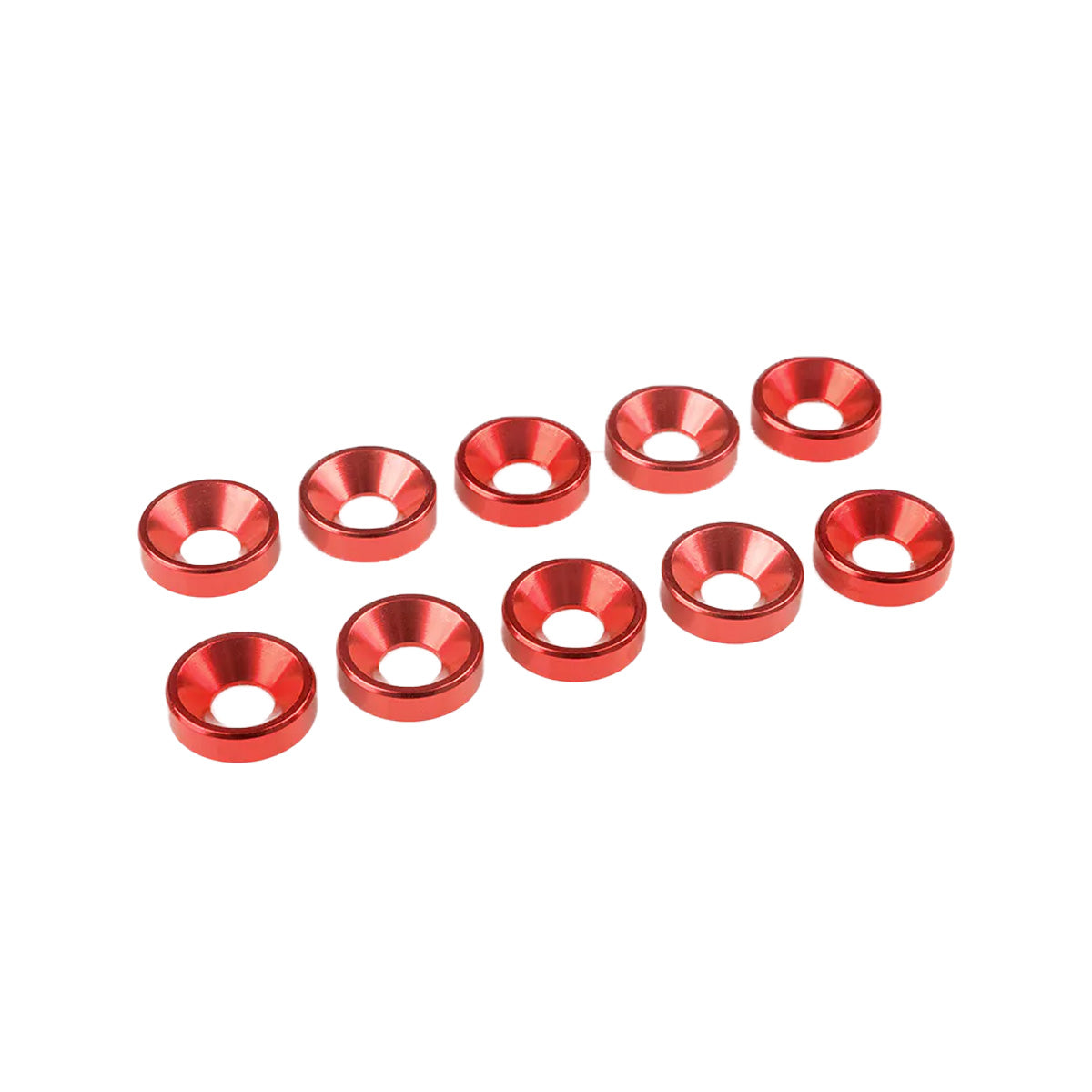 Red Aluminum Washer for M4 Flat Head Screws, OD=10mm, 10 pcs