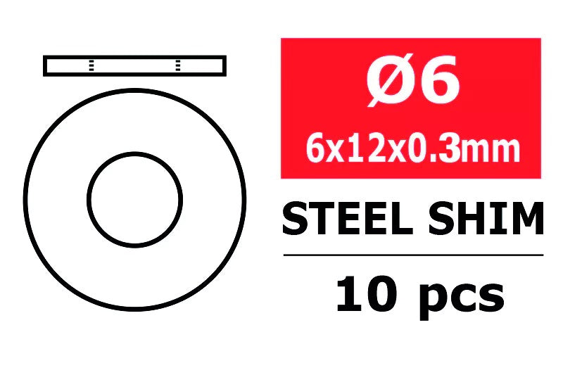 Steel Metric Shim - 6x12x0.3mm - 10pcs