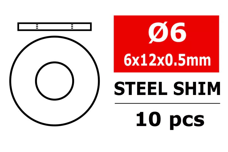 Steel Metric Shim - 6x12x0.5mm - 10pcs