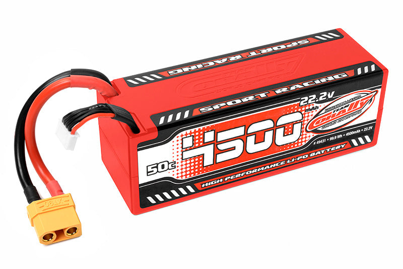 4500mAh 22.2v 6S 50C Hardcase Sport Racing LiPo Battery with Hardwired XT90 Connector